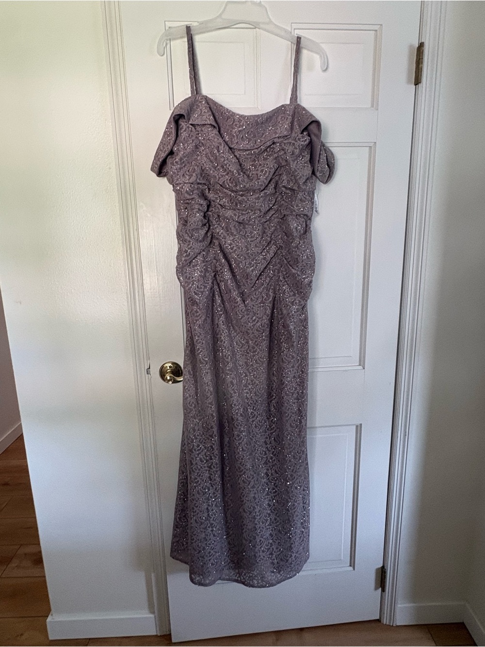 Oleg Cassini Sequin Ruched Maxi Dress